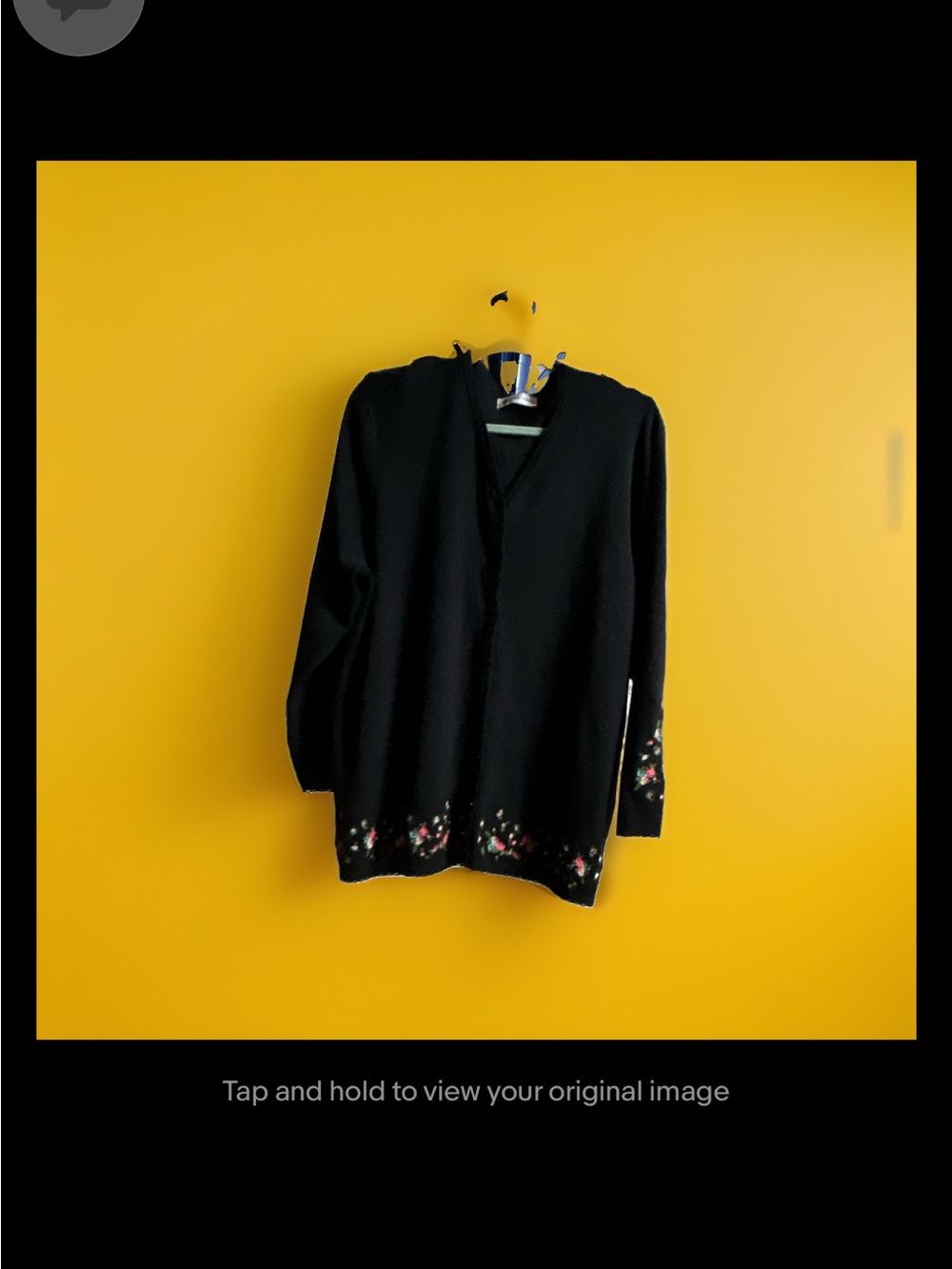 August Max Black Cardigan with Floral Trim